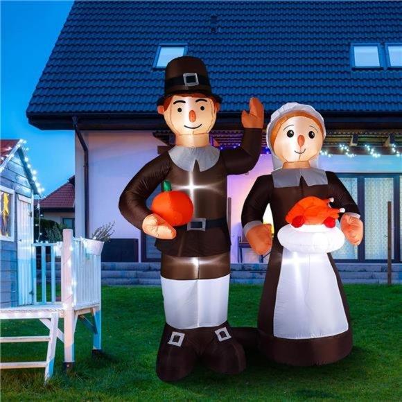 7.5 Feet Thanksgiving Pilgrim Inflatables Outdoor Decorations - Picture 6 of 6
